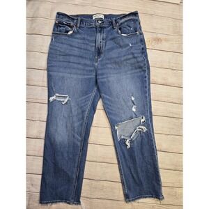 Abercrombie & Fitch The Ankle Straight Ultra High Rise Denim Sz 33/16 Distressed